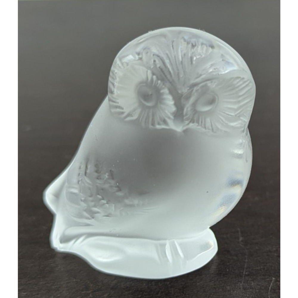 Lalique France Crystal Nyctal Owl Figurine 2 1/4"